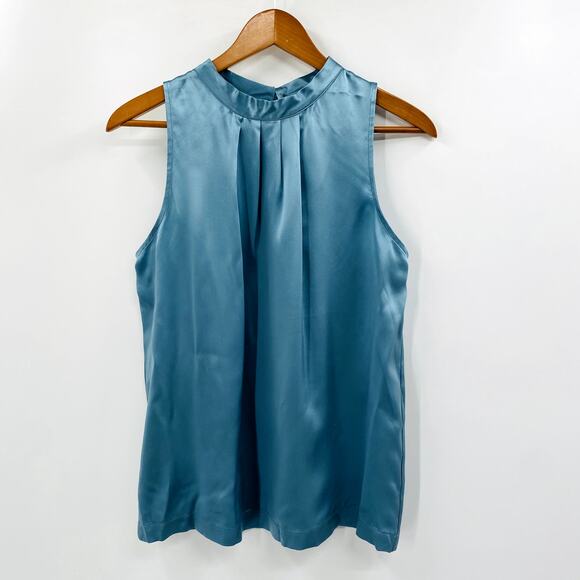 MYNE Blue Silk Sleeveless Blouse - Picture 1 of 4